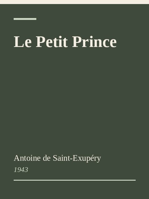 Le Petit Prince, Antoine de Saint-Exupéry