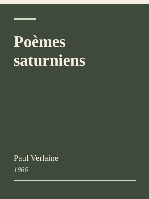 Poèmes saturniens, Paul Verlaine