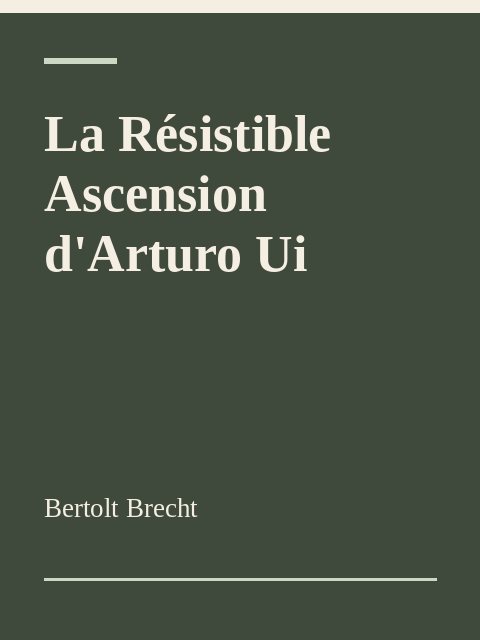 La Résistible Ascension d'Arturo Ui, Bertolt Brecht