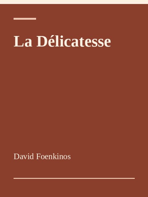 La Délicatesse, David Foenkinos