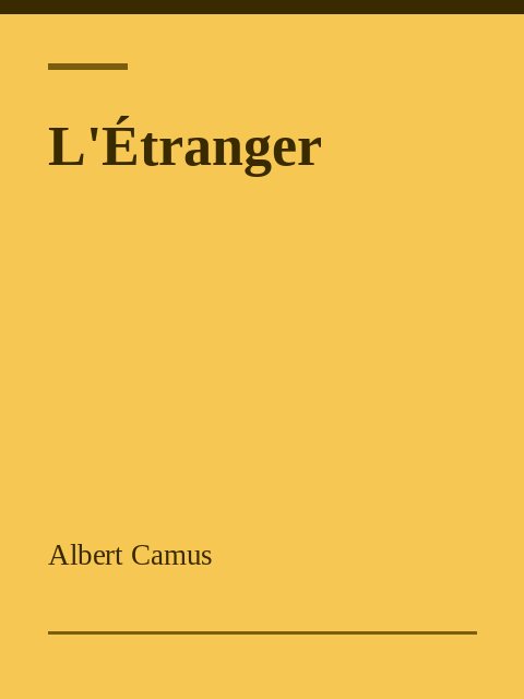 L'Étranger, Albert Camus