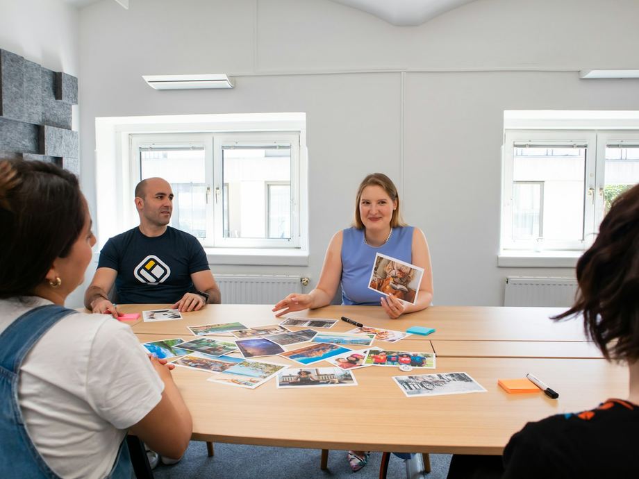 A small group of adults in class